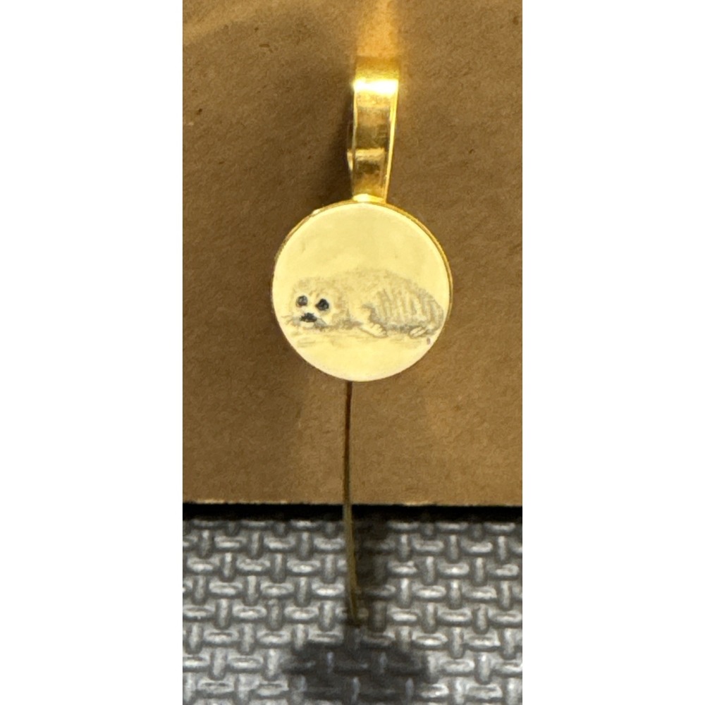 VTG 1981 Barlow Gold-Toned Metal Bookmark Baby Seal